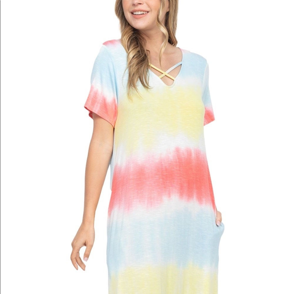 Coral Tie Dye Maxi Dress - Picture 5 of 7